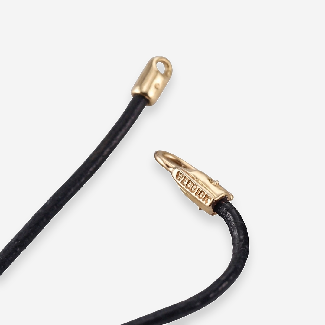 David Webb 18K Yellow Gold Platinum Diamond Black Enamel Pendant Necklace OG-35544 - THE SOLIST