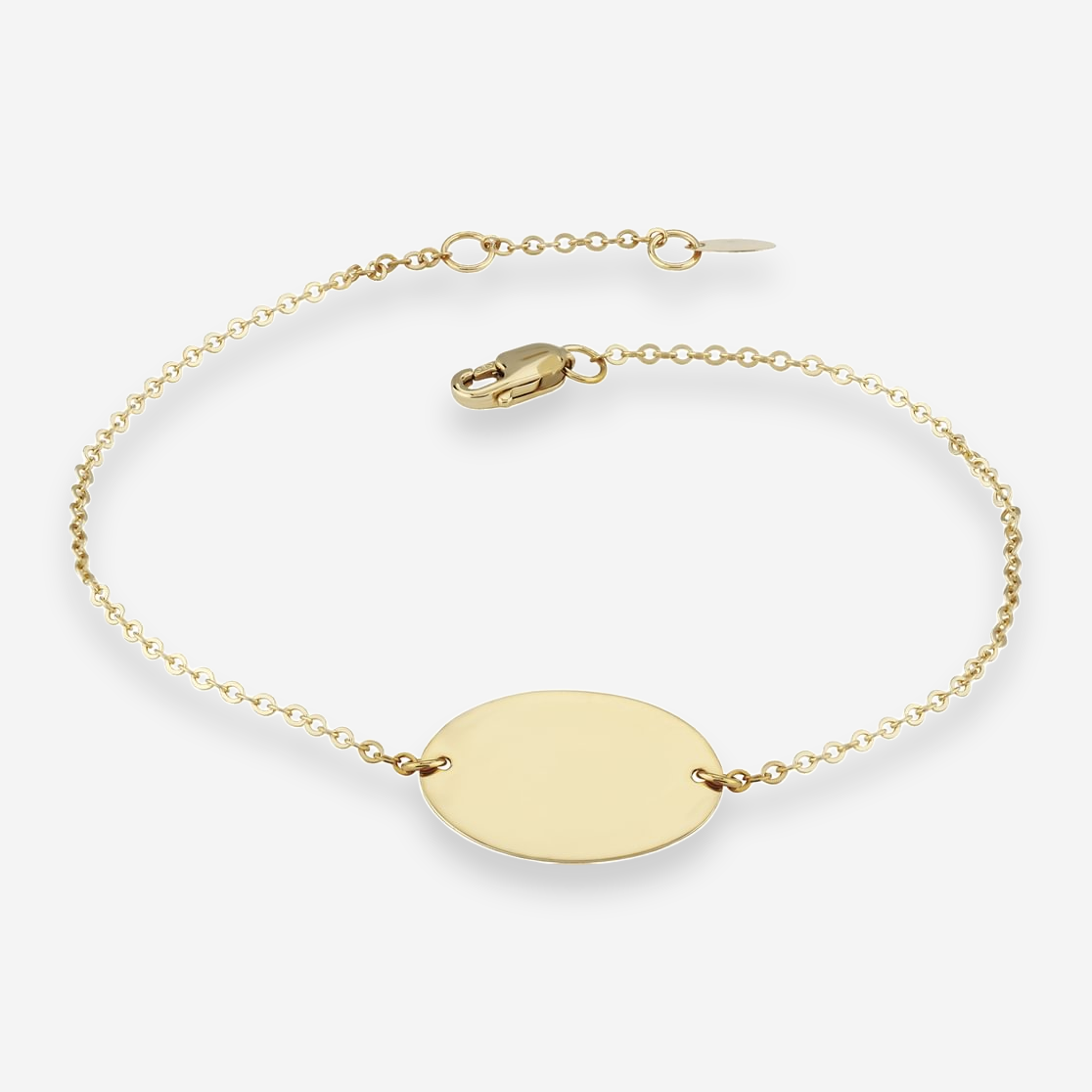 14K Yellow Gold 17mm Oval Disc Chain Bracelet 9025649
