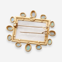 Elizabeth Locke 18K Yellow Gold Moonstone and Carved Mother of Pearl Gambling Counter Brooch OG-36174 - THE SOLIST