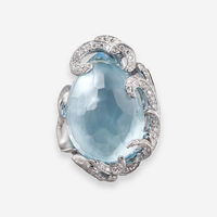 Carrera Y Carrera Atlantis Sirena Ola 18K White Gold Blue Topaz Diamond Ring Sz. 7 OG-36082 - THE SOLIST