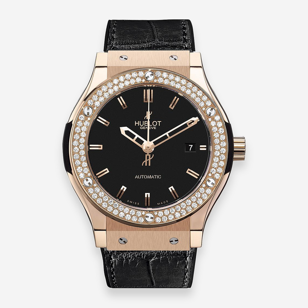 Hublot Classic Fusion 18K Rose Gold Diamond Automatic Men's Watch 542.ox.1180.lr.1704