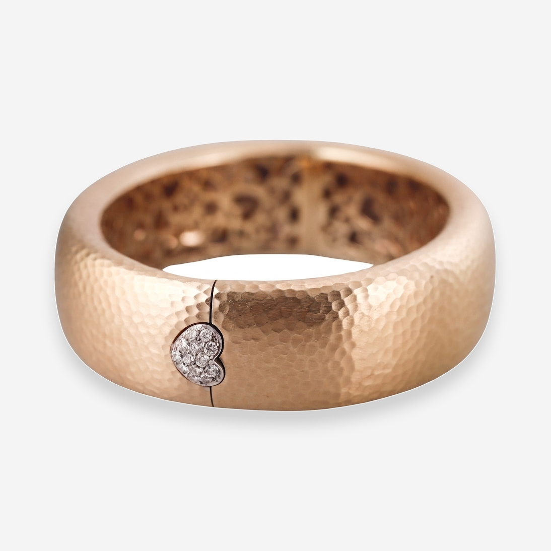 Pasquale Bruni 18K Rose Gold Diamond Hammered Bangle Bracelet OG-36296 - THE SOLIST