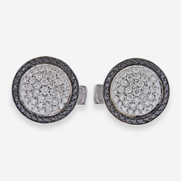 Bucherer 18K White Gold Diamond and Black Diamond Cufflinks OG-35400 - THE SOLIST