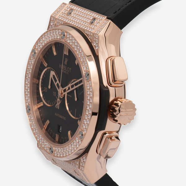 Hublot Classic Fusion Chronograph 18K Rose Gold Diamond Automatic Men's Watch 521.OX.1180.LR.1704