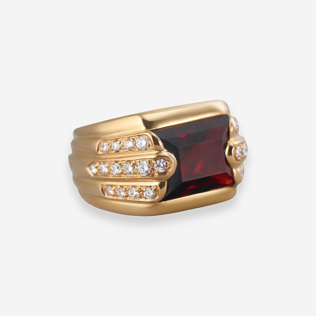 Audemars Piguet Promesse 18K Yellow Gold Garnet and Diamond Ring Sz. 7.75 OG-35620 - THE SOLIST