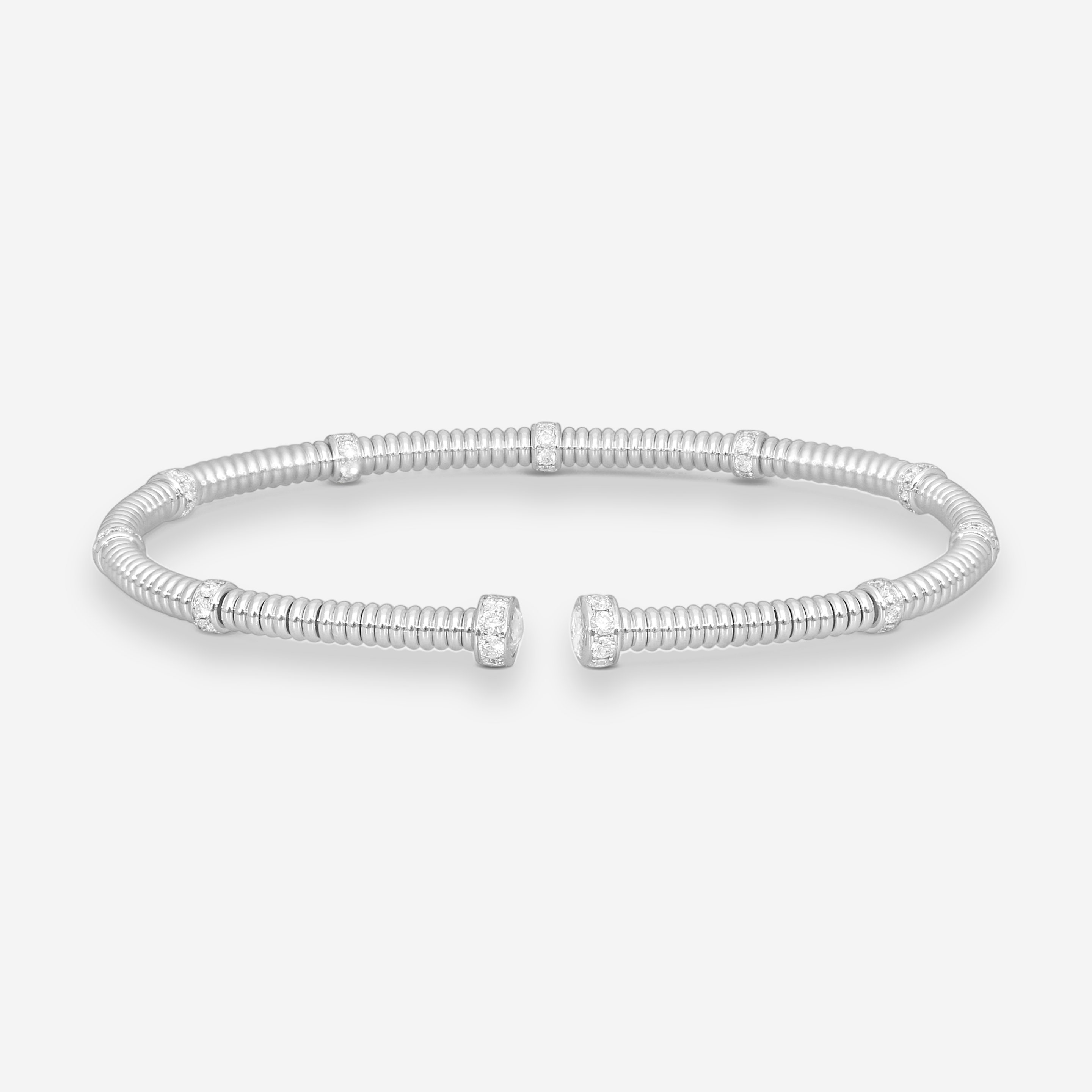 Lugano 18K White Gold Diamond Cuff Bracelet 226-44 - THE SOLIST