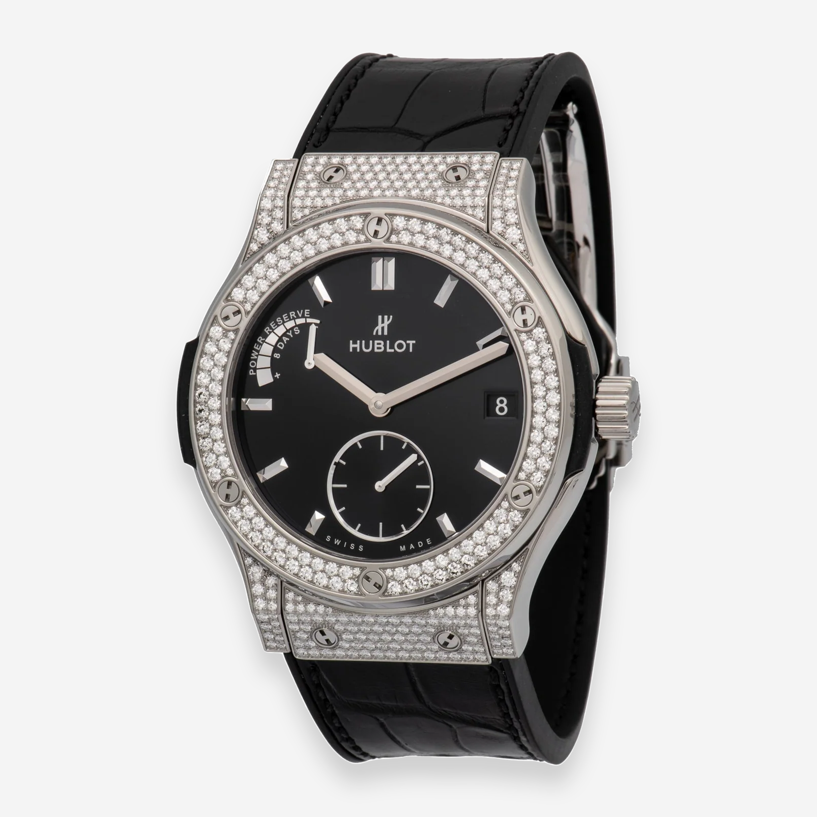 Hublot Classic Fusion Titanium Power Reserve Diamond Manual Wind Men's Watch 516.NX.1470.LR.1704