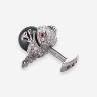 Stefano Ricci 18K White Gold Black South Sea Pearl Diamond Ruby Frog Cufflinks OG-35329 - THE SOLIST