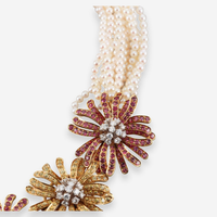 Jean Vitau 18K Yellow Gold Platinum Pearl Sapphire Diamond Multi-Strand Necklace OG-36240