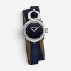 THE SOLIST Jaquet Droz Lady 8 Petite watch with blue aventurine dial, diamond bezel, and double-wrap leather strap.
