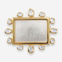 Elizabeth Locke 18K Yellow Gold Moonstone and Carved Mother of Pearl Gambling Counter Brooch OG-36174 - THE SOLIST