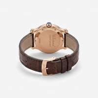 THE SOLIST Chopard Happy Sport oval watch case back in 18K rose gold with brown alligator leather strap