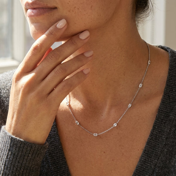 Lugano 18K White Gold Diamond Station Necklace 1149460 - THE SOLIST