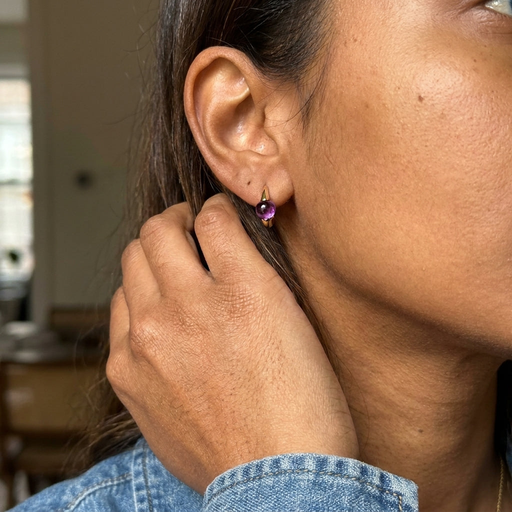 Pomellato M'ama non M'ama 18K Rose Gold Amethyst Huggie Earrings O.B004T070I-146 - THE SOLIST