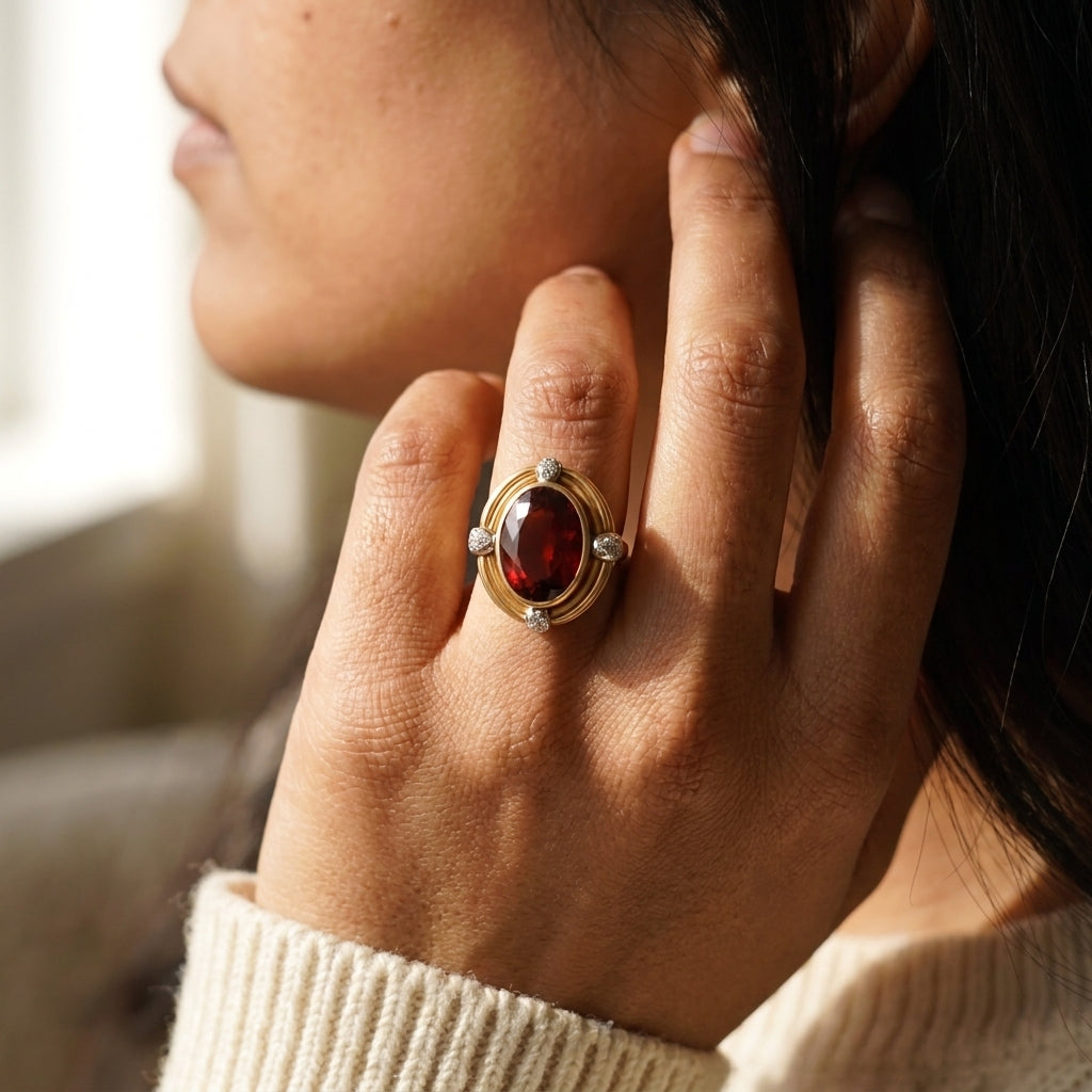 Kwiat 18K Yellow Gold Madeira Citrine and Diamond Cocktail Ring Sz. 5 OG-35181 - THE SOLIST