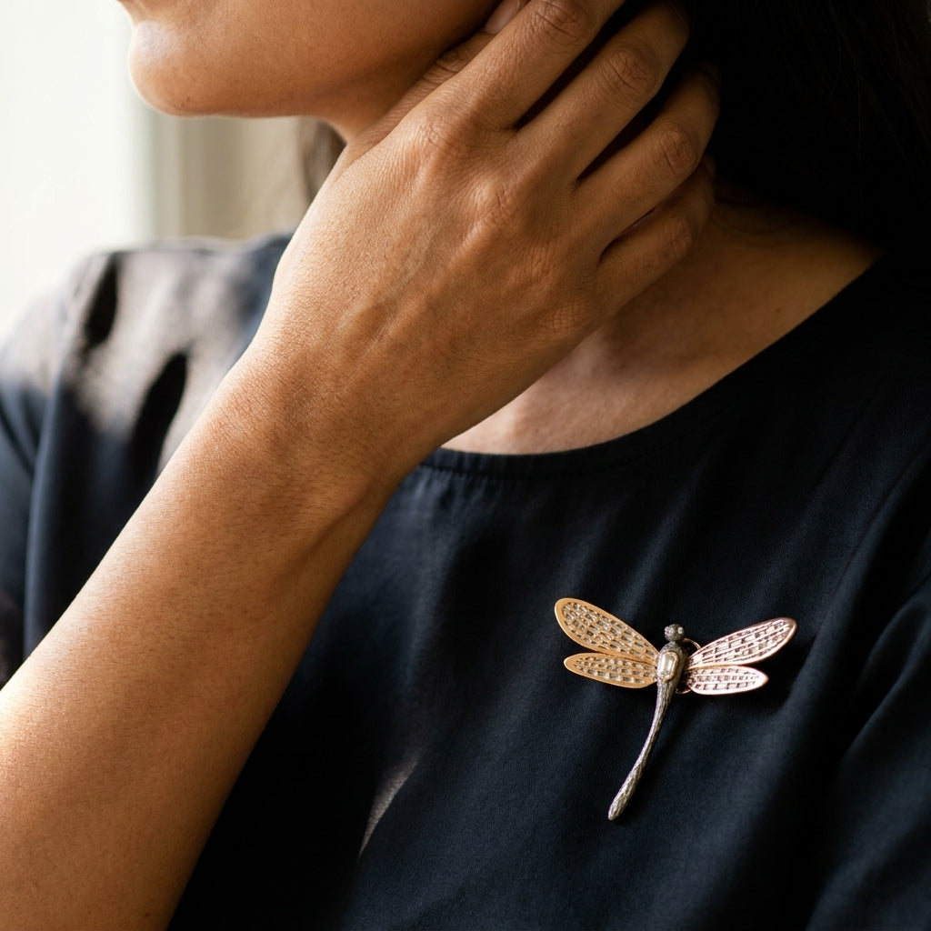 Lugano 18K Rose Gold Diamond Dragonfly Brooch 8009662 - THE SOLIST