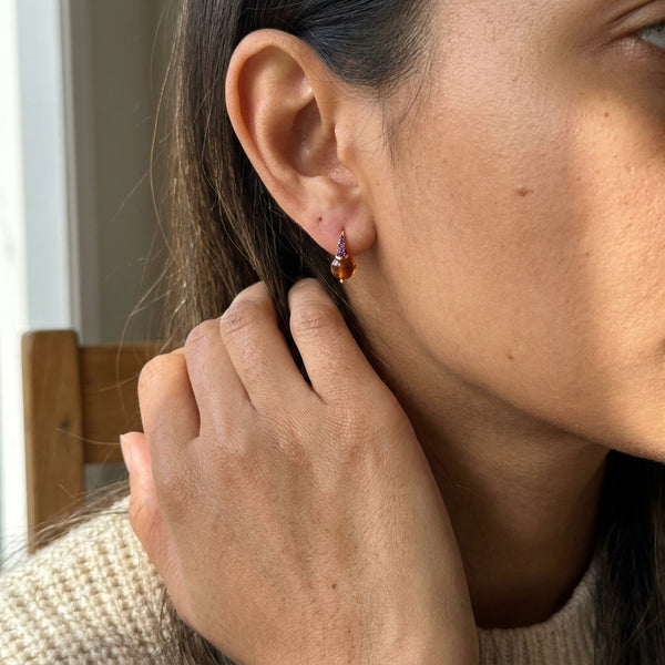 Pomellato M'ama non M'ama 18K Rose Gold Citrine and Pink Sapphire Huggie Earrings O.B502T/07/ZRGE-119 - THE SOLIST