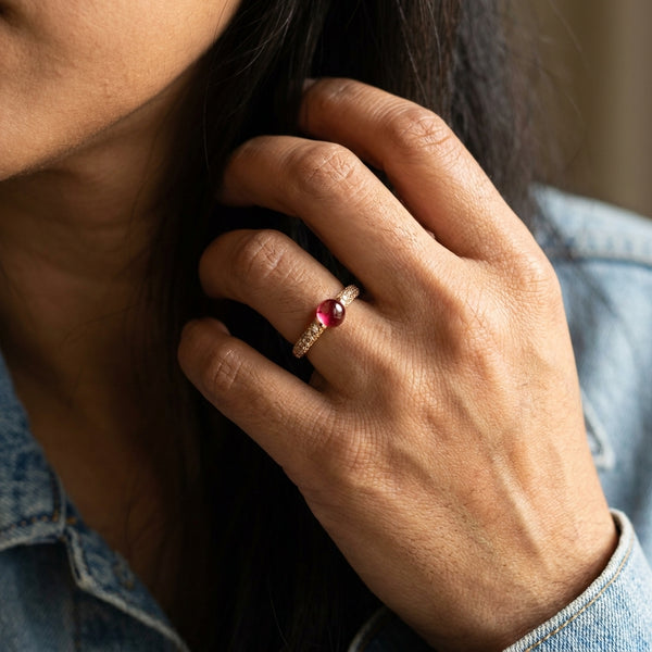 Pomellato M'ama non M'ama 18K Rose Gold Rhodolite Diamond Ring Sz. 6.5 A.B213TBR07-93 - THE SOLIST