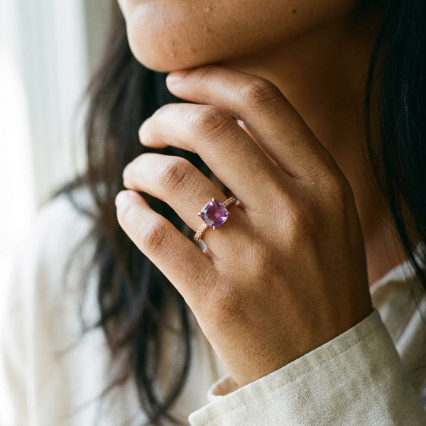 Pomellato Nudo 18K Rose Gold Amethyst and Diamond Ring Sz. 6 A.A50907BR01-101 - THE SOLIST