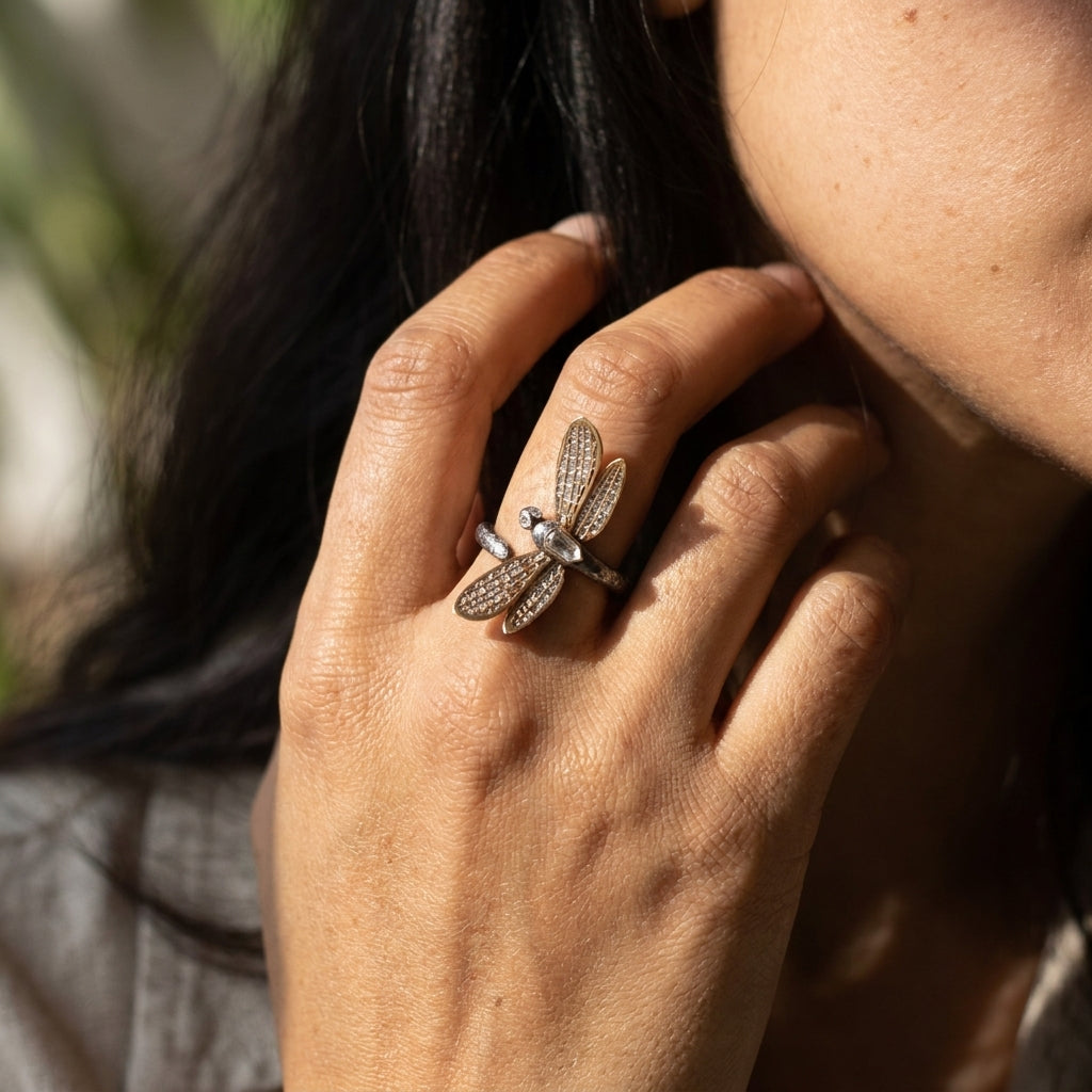 Lugano 18K Rose Gold Kite Diamond Dragonfly Ring 8009653 - THE SOLIST