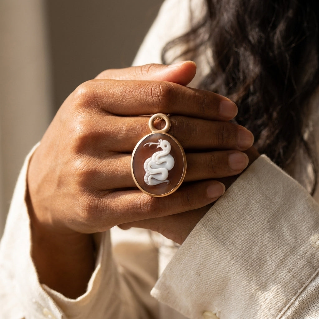 Pomellato Eva 18K Rose Gold Snake Cameo Pendant - THE SOLIST