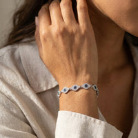 Sydney Evan Multiple Protective Eye 14K White Gold Diamond and Sapphire Link Bracelet B9128S-WB