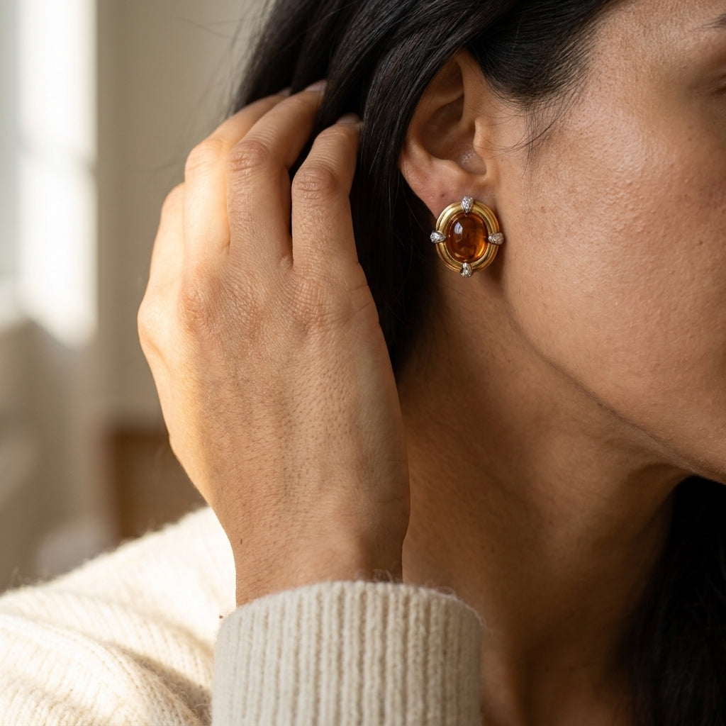Kwiat 18K Yellow Gold Madeira Citrine and Diamond Clip-on Earrings OG-35182 - THE SOLIST