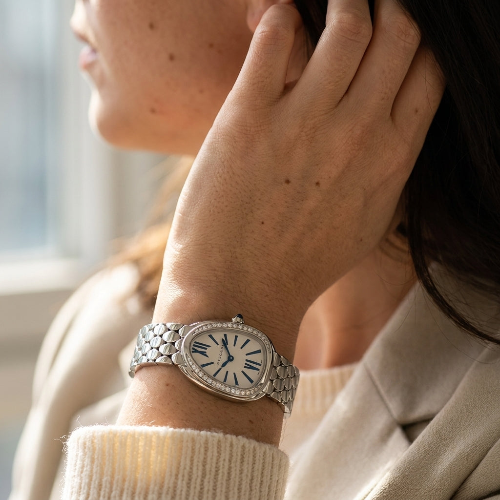 Bulgari Serpenti Seduttori 18K White Gold Diamond Quartz Ladies Watch 103148 - THE SOLIST
