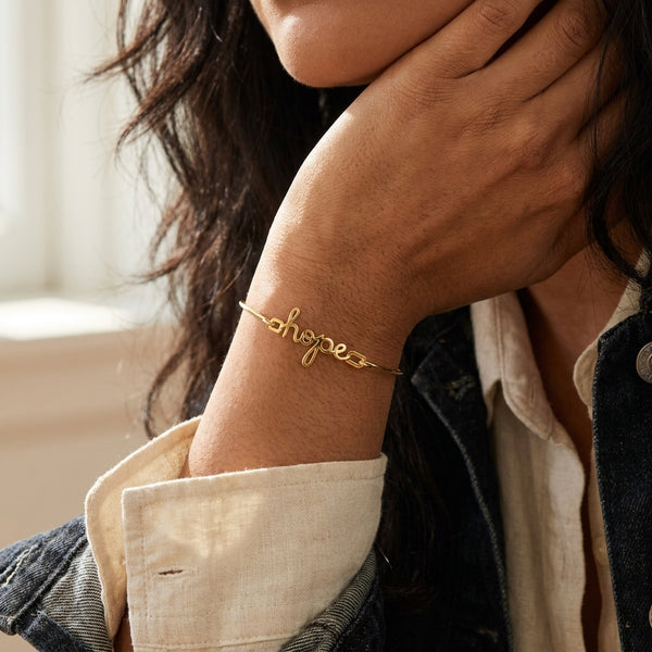 Sydney Evan Hope 14K Yellow Gold Bangle Bracelet BAS1018-Y