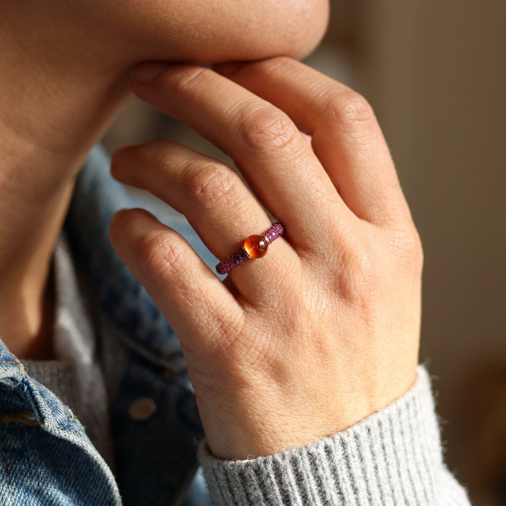 Pomellato M'ama non M'ama 18K Rose Gold Citrine and Pink Sapphire Ring Sz. 6.5 A.B502TO7ZRGE-144 - THE SOLIST