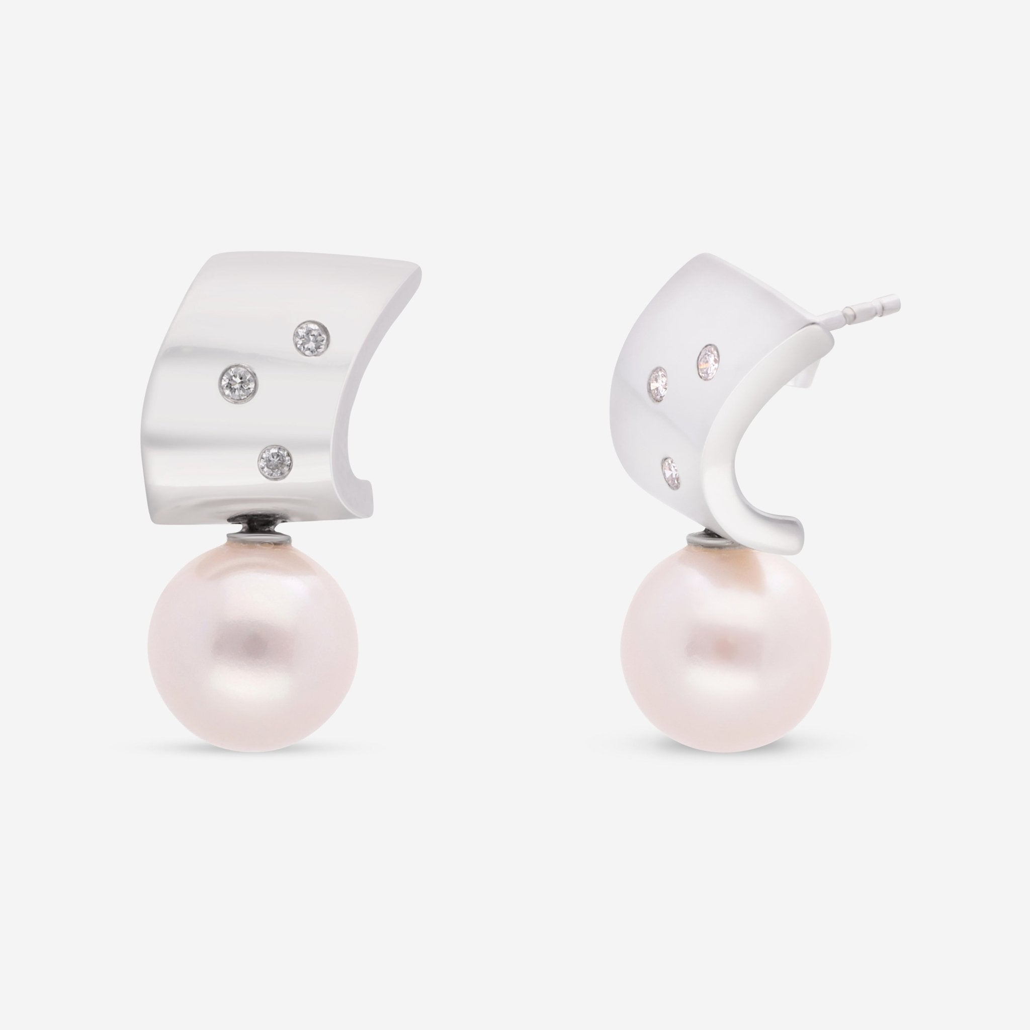 London Pearl 18K White Gold Diamond and South Sea Pearls 10.8 - 11mm Drop Earrings E4759SS - THE SOLIST - London Pearl