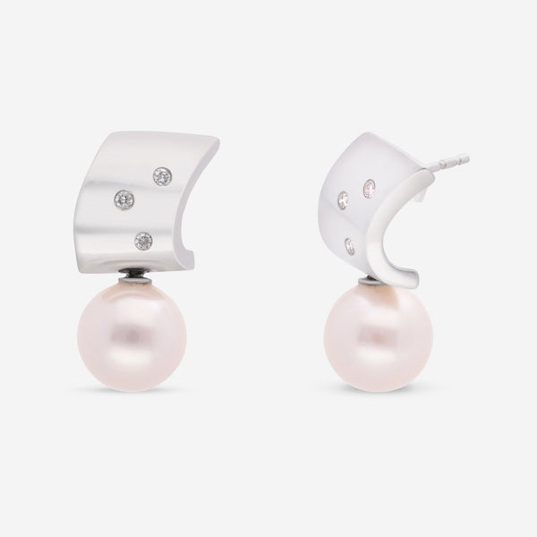 London Pearl 18K White Gold Diamond and South Sea Pearls 10.8 - 11mm Drop Earrings E4759SS - THE SOLIST - London Pearl