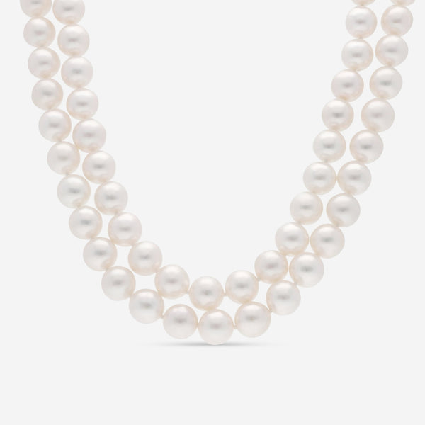 London Pearl 18K White Gold Double Row Akoya Pearl 9 - 9.5mm Necklace FX9981 - THE SOLIST - London Pearl