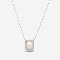London Pearl 18K White Gold Fresh Water Pearl 9.5 - 10mm and Diamond Pendant Necklace P04970D1 - THE SOLIST - London Pearl