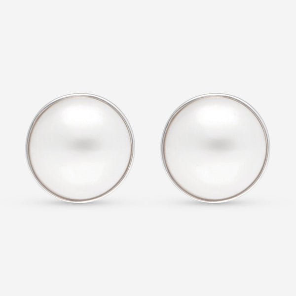London Pearl 18K White Gold Round Fresh Water White 12mm Pearl Stud Earrings E3879SS - THE SOLIST - London Pearl