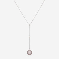 London Pearl 18K White Gold Tahitian 9.5mm Pearl and Diamond Drop Necklace EM - 0018 - P4994TH - THE SOLIST - London Pearl