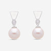 London Pearl 18K White Gold White Fresh Water 10mm Pearls and Diamond Drop Earrings E4097FW - THE SOLIST - London Pearl