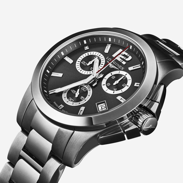 Longines Conquest Chronograph Stainless Steel Quartz Men's Watch L37024566 - THE SOLIST - Longines