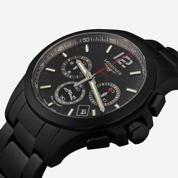 Longines Conquest Chronograph VHP Stainless Steel Black Quartz Men's Watch L37272566 - THE SOLIST - Longines