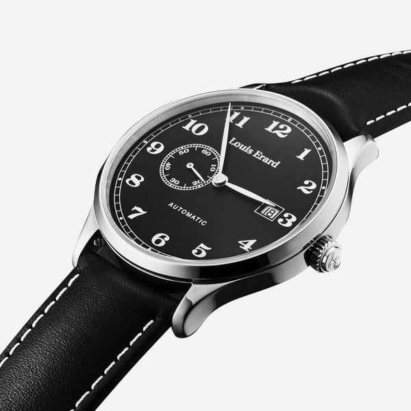 Louis Erard 1931 Black Dial Black Leather Strap Men's Automatic Watch 66226AA22.BVA12 - THE SOLIST - Louis Erard