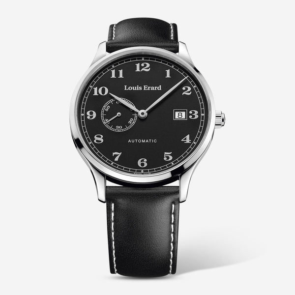 Louis Erard 1931 Black Dial Black Leather Strap Men's Automatic Watch 66226AA22.BVA12 - THE SOLIST - Louis Erard