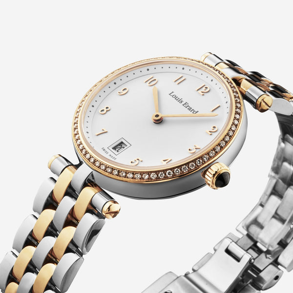 Louis Erard Romance Diamond White Mother of Pearl Two - tone Stainless Steel Ladies Quartz Watch 11810SB40.BMA27 - THE SOLIST - Louis Erard