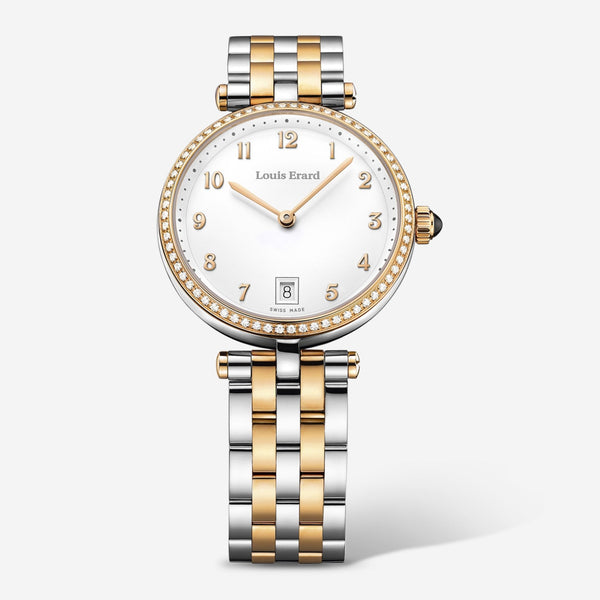 Louis Erard Romance Diamond White Mother of Pearl Two - tone Stainless Steel Ladies Quartz Watch 11810SB40.BMA27 - THE SOLIST - Louis Erard