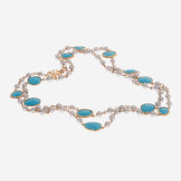 Mimi Milano 18K Rose Gold, Turquoise and Pearl Strand Necklace C326R319 - THE SOLIST - Mimi Milano