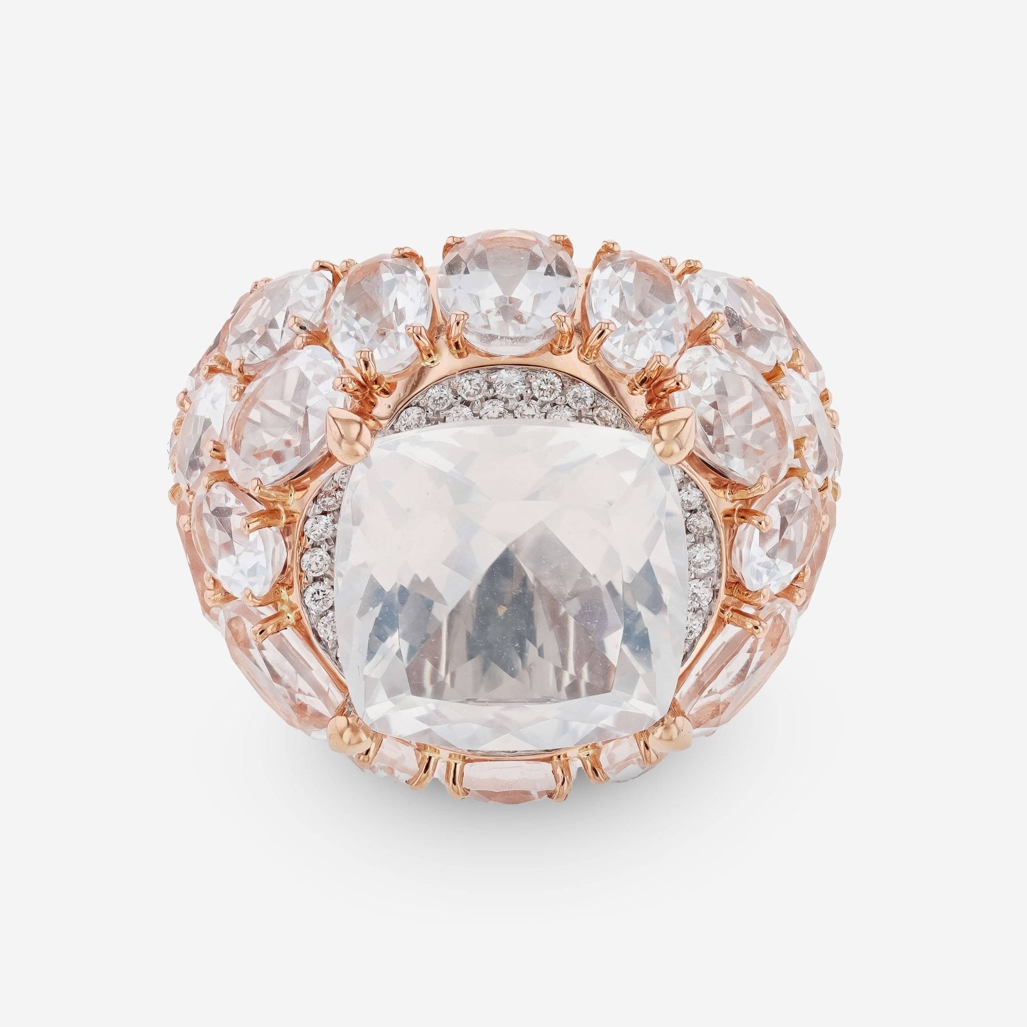 Mimi Milano Boutique 18K Rose Gold, Rock Crystal and Diamond 0.44ct. tw. Statement Ring sz 6.5 A560RO26B - THE SOLIST - Mimi Milano