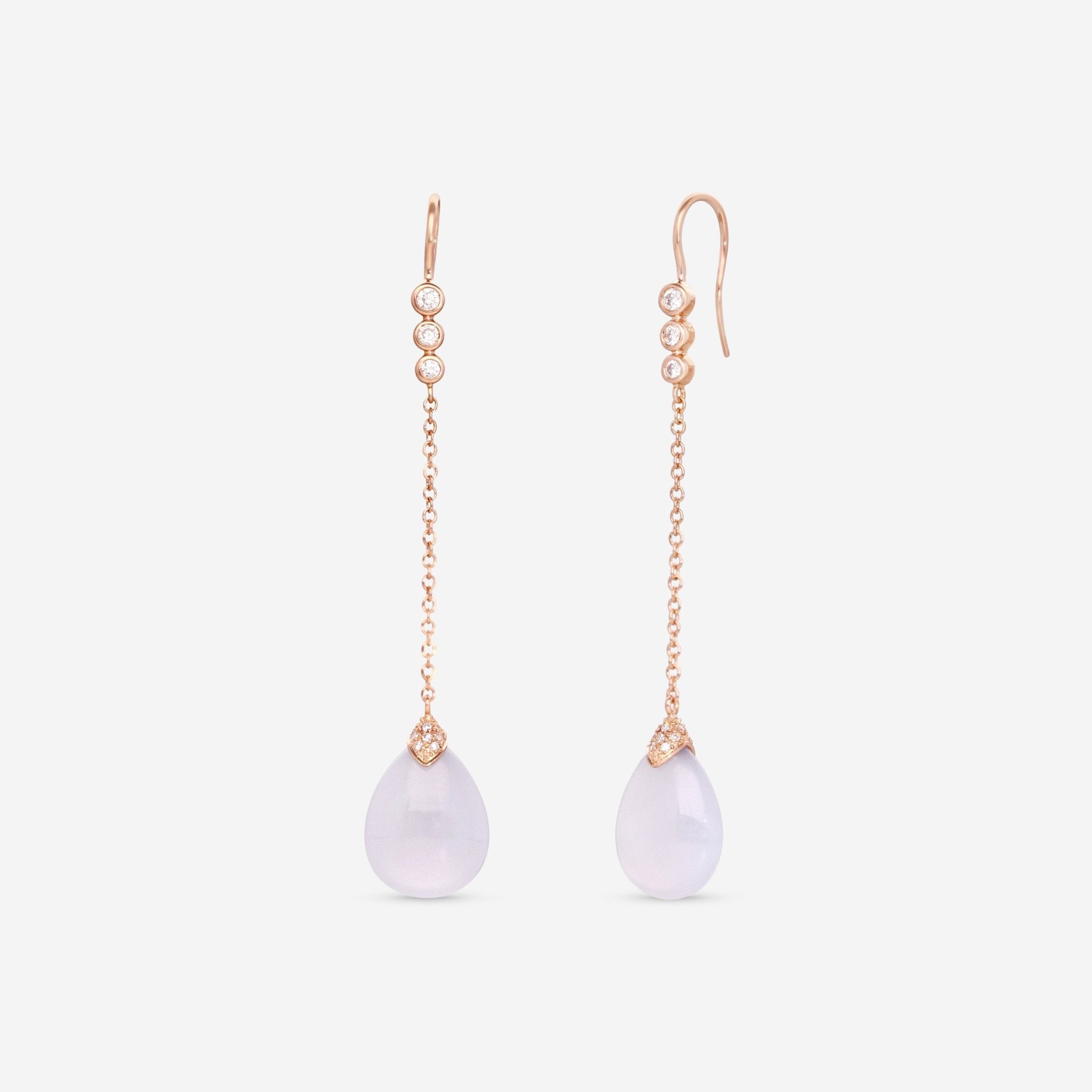 Mimi Milano Elizabeth 18K Rose Gold, Diamond & Blue Chalcedony Drop Earrings O219R820B - THE SOLIST - Mimi Milano