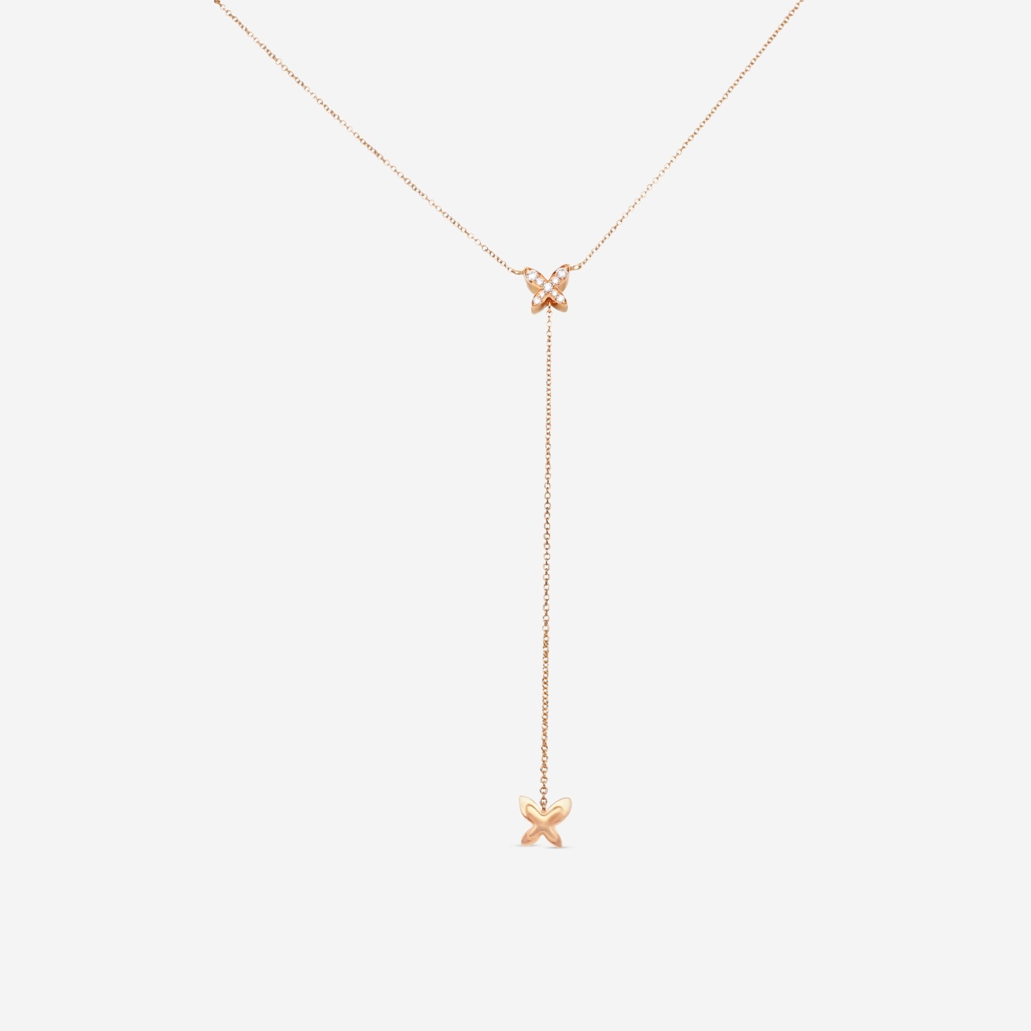 Mimi Milano Freevola 18K Rose Gold, Diamond Drop Necklace CXM368R8B - THE SOLIST - Mimi Milano