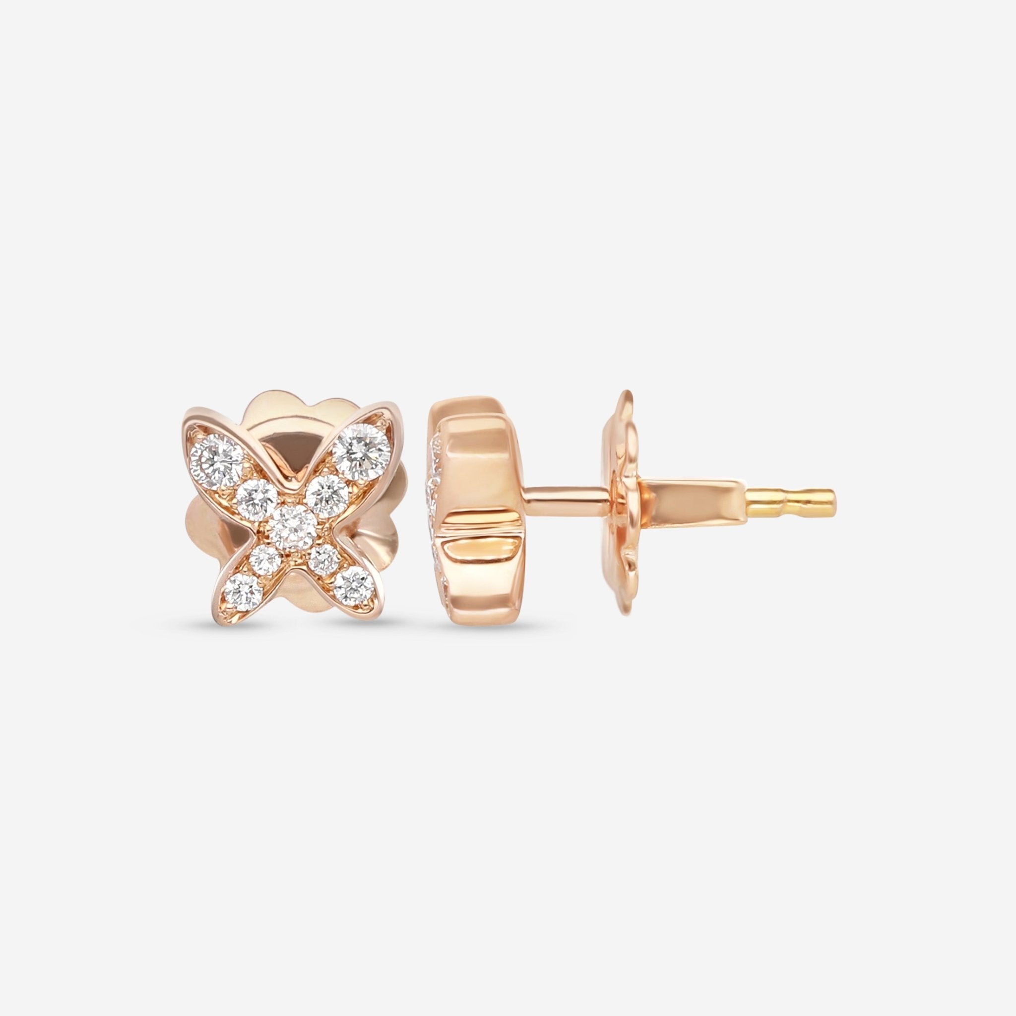 Mimi Milano Freevola 18K Rose Gold, Diamond Stud Earrings OXM242R8B - THE SOLIST - Mimi Milano