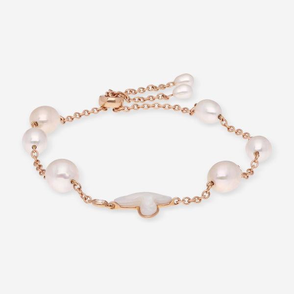 Mimi Milano Freevola 18K Rose Gold, Mother - of - Pearl, Cultured Pearl & Diamond Chain Bracelet BXM112R1M1B - THE SOLIST - Mimi Milano