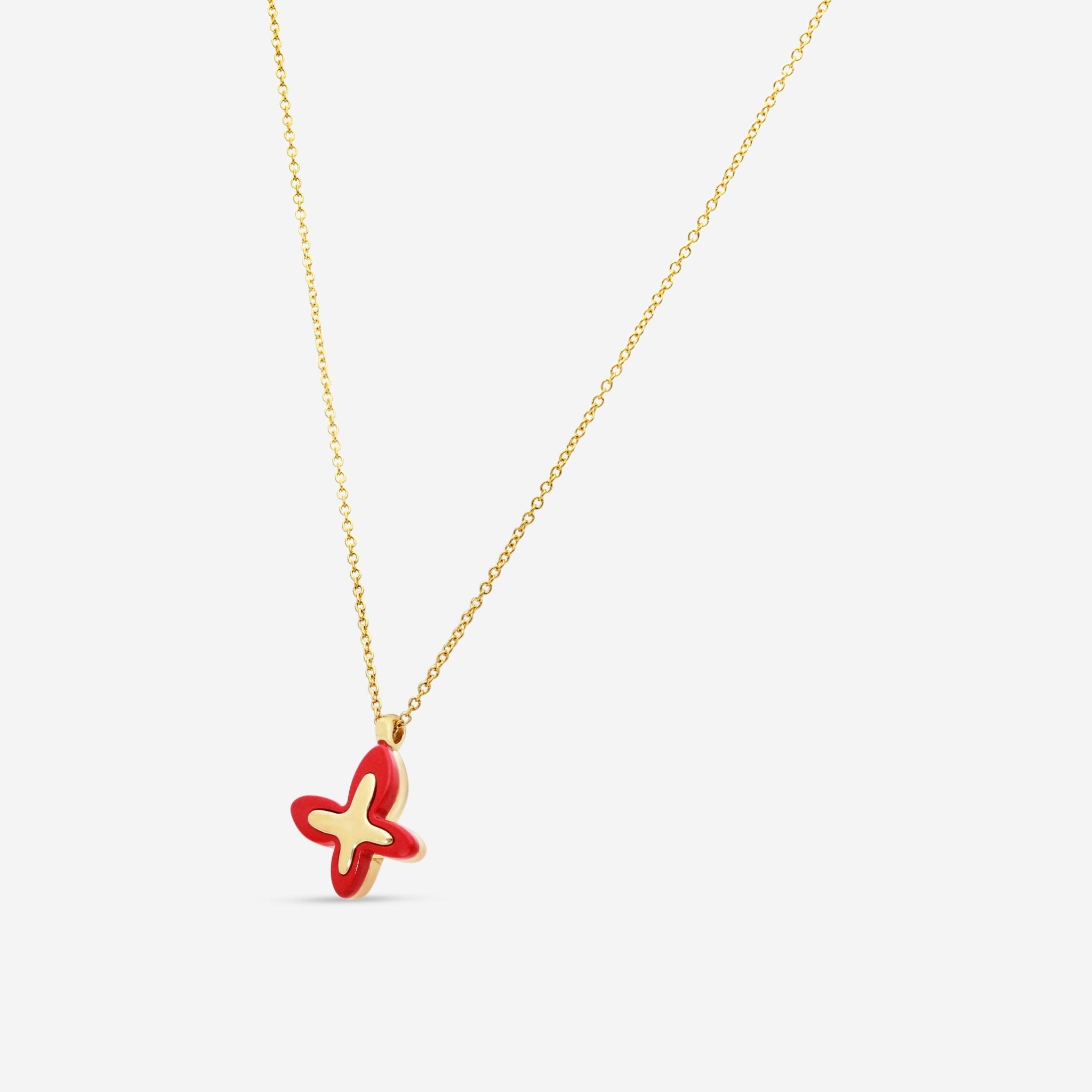 Mimi Milano Freevola 18K Yellow Gold, Red Coral Butterfly Pendant PXM243G8P8 - THE SOLIST - Mimi Milano